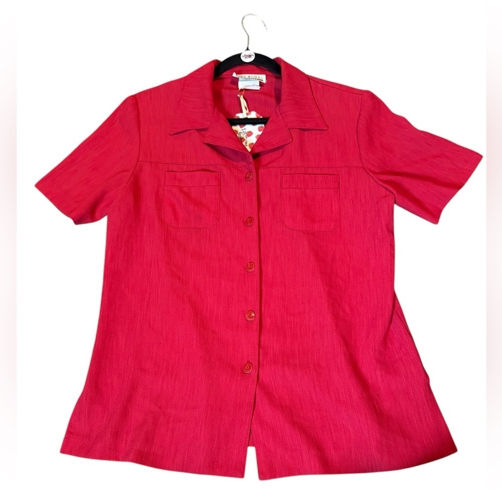 Vintage, red holiday button up, small